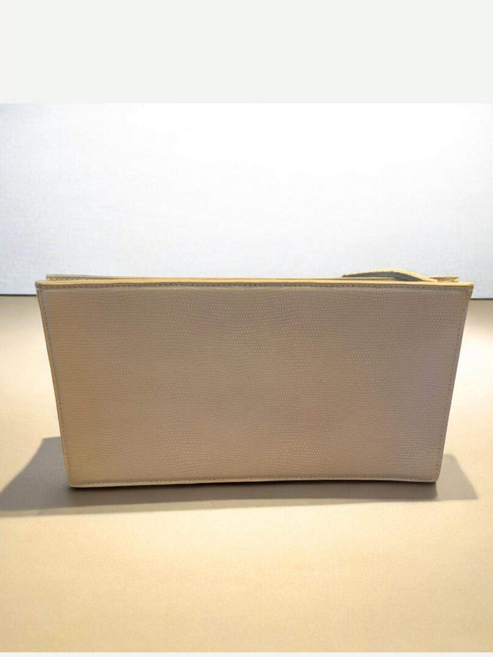 Vince Embossed Leather Clutch in Cream